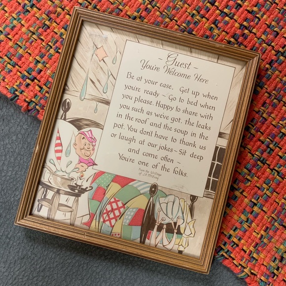 Vintage Wall Art Vintage 925 Guest Room Framed Art Welcome Here Poshmark